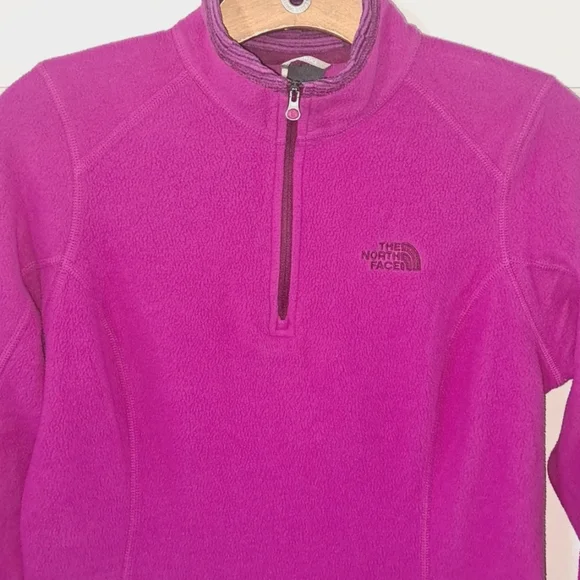The North Face Hot Pink Fleece Quarter Zip Pullover Jacket Tall Activewear Cozy - Picture 2 of 10